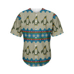 Xmas Penguin Pattern Print Men's Baseball Jersey