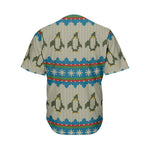 Xmas Penguin Pattern Print Men's Baseball Jersey