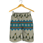 Xmas Penguin Pattern Print Men's Shorts