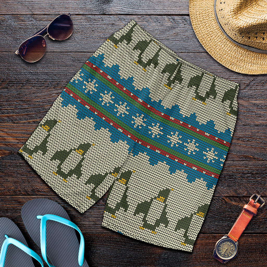 Xmas Penguin Pattern Print Men's Shorts