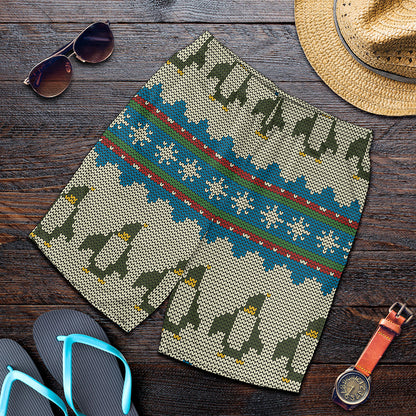 Xmas Penguin Pattern Print Men's Shorts