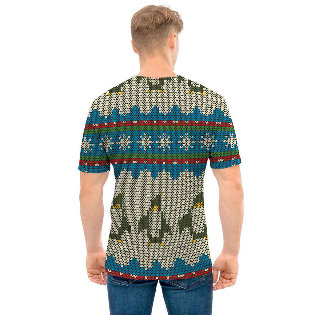 Xmas Penguin Pattern Print Men's T-Shirt