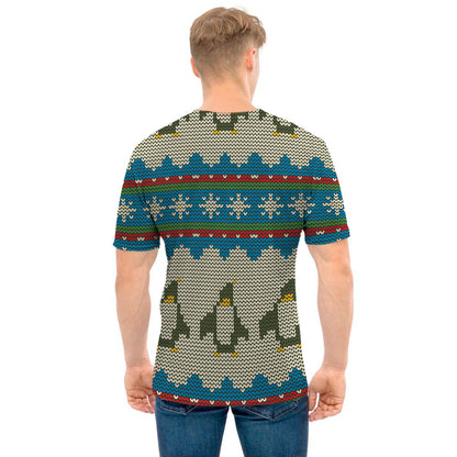 Xmas Penguin Pattern Print Men's T-Shirt