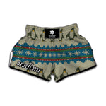 Xmas Penguin Pattern Print Muay Thai Boxing Shorts
