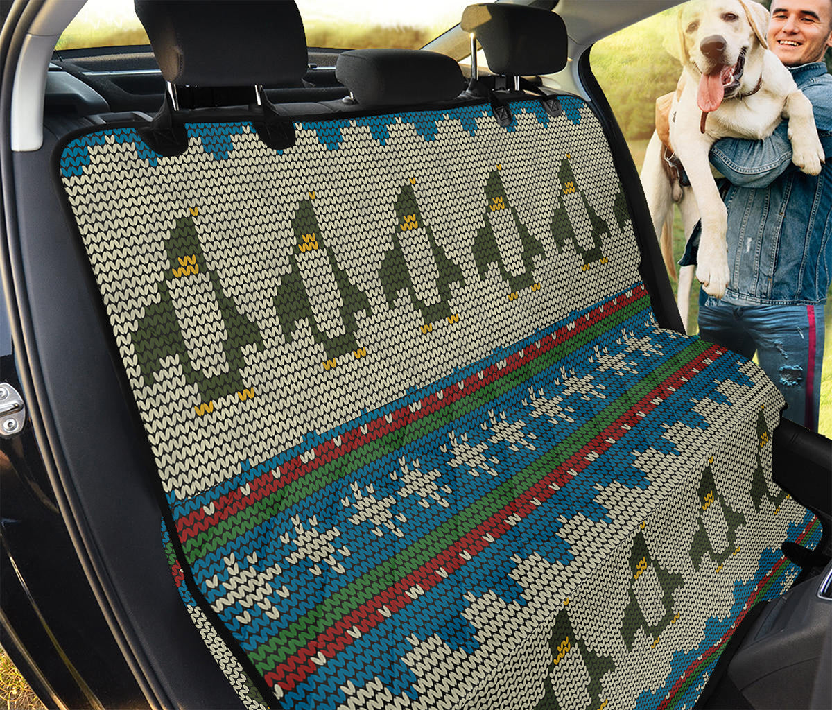 Xmas Penguin Pattern Print Pet Car Back Seat Cover