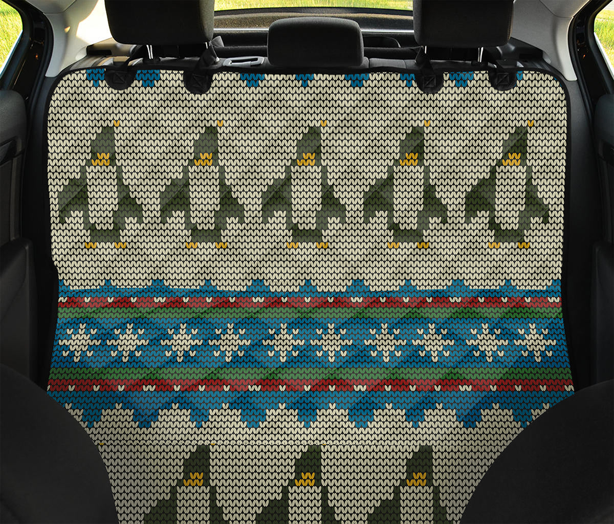 Xmas Penguin Pattern Print Pet Car Back Seat Cover