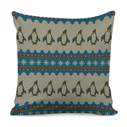Xmas Penguin Pattern Print Pillow Cover