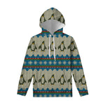 Xmas Penguin Pattern Print Pullover Hoodie