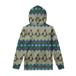 Xmas Penguin Pattern Print Pullover Hoodie