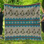 Xmas Penguin Pattern Print Quilt