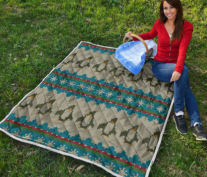 Xmas Penguin Pattern Print Quilt