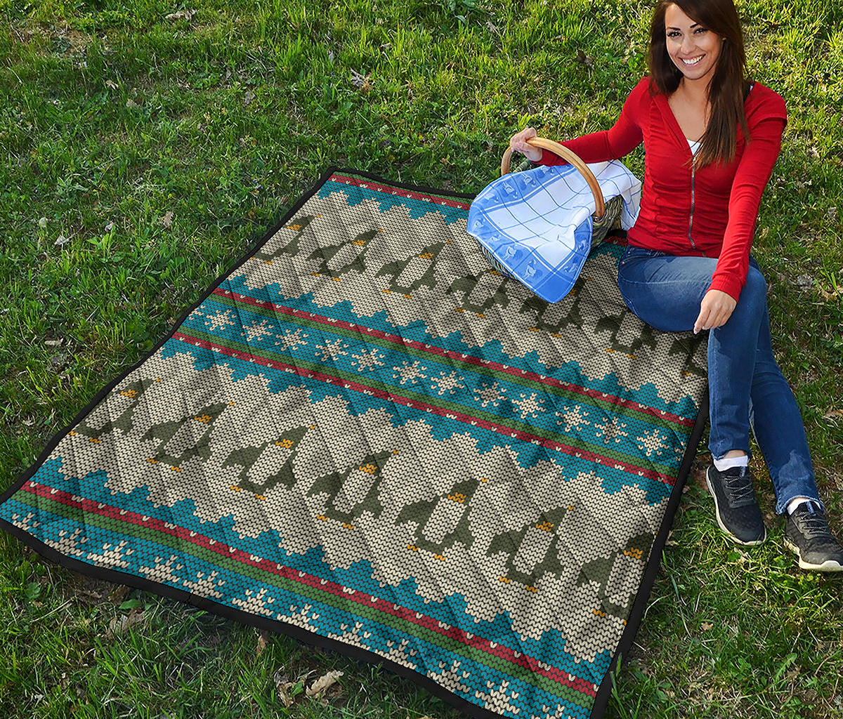 Xmas Penguin Pattern Print Quilt