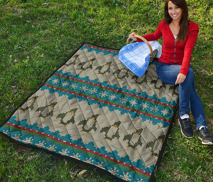 Xmas Penguin Pattern Print Quilt