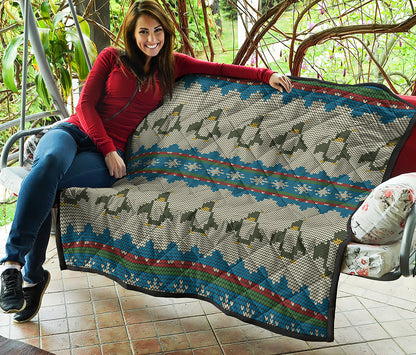 Xmas Penguin Pattern Print Quilt