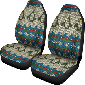 Xmas Penguin Pattern Print Universal Fit Car Seat Covers