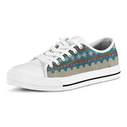 Xmas Penguin Pattern Print White Low Top Shoes