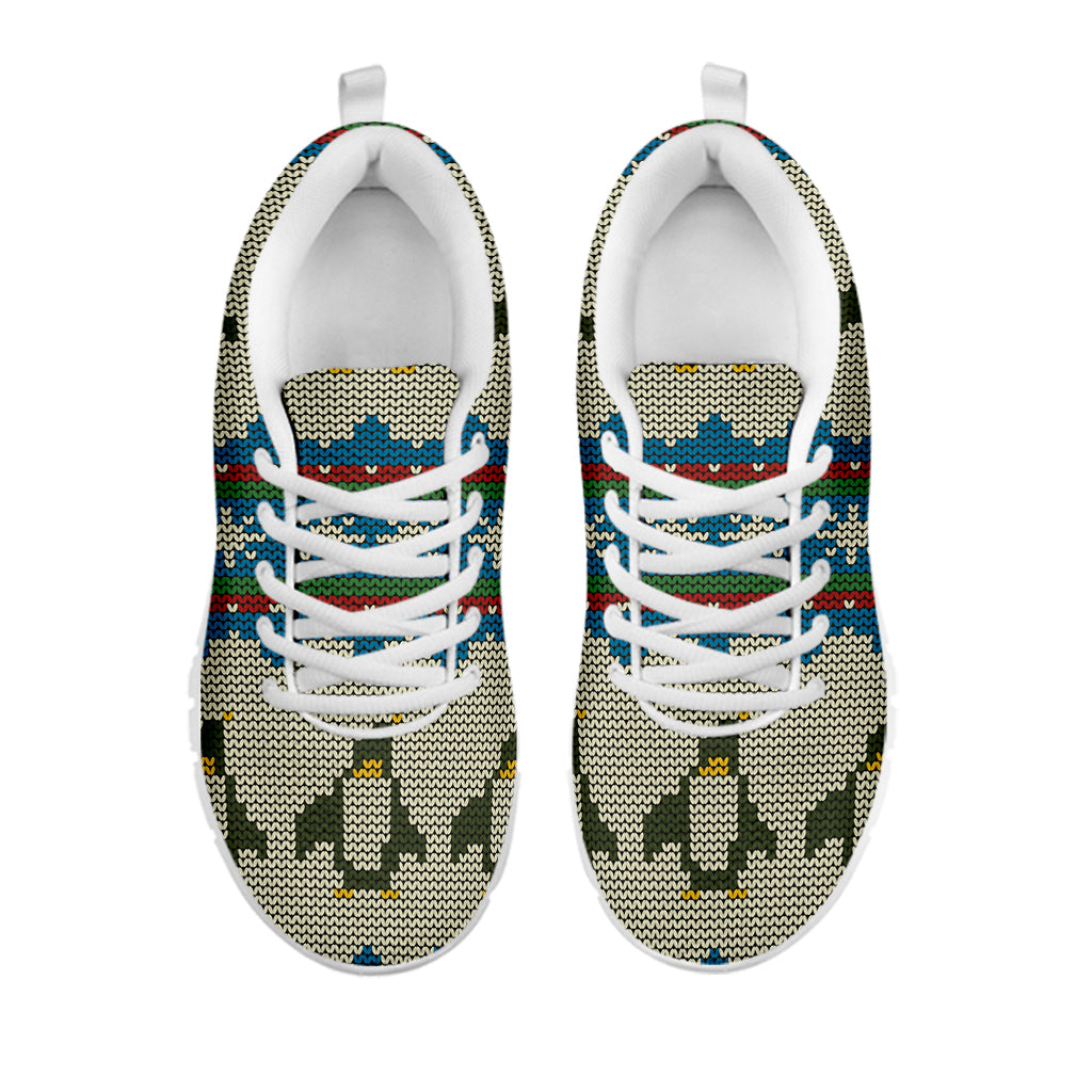 Xmas Penguin Pattern Print White Sneakers