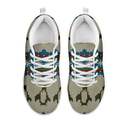 Xmas Penguin Pattern Print White Sneakers