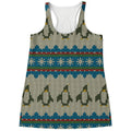 Xmas Penguin Pattern Print Women's Racerback Tank Top