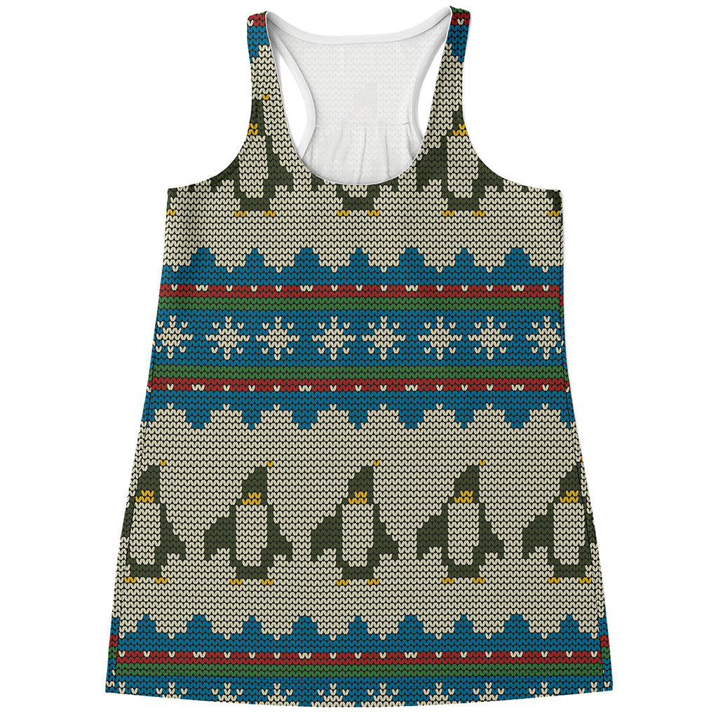 Xmas Penguin Pattern Print Women's Racerback Tank Top