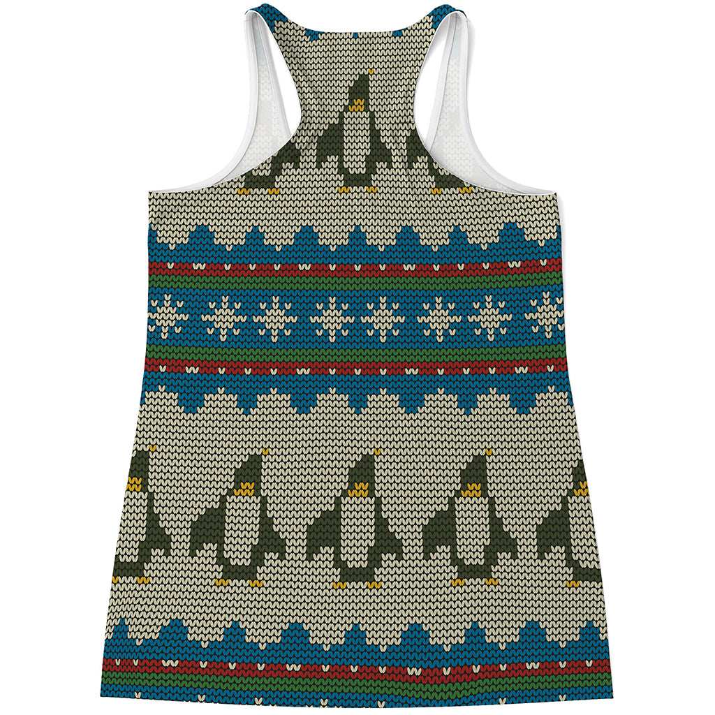 Xmas Penguin Pattern Print Women's Racerback Tank Top