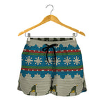 Xmas Penguin Pattern Print Women's Shorts