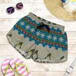 Xmas Penguin Pattern Print Women's Shorts