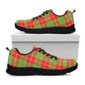 Xmas Plaid Pattern Print Black Running Shoes