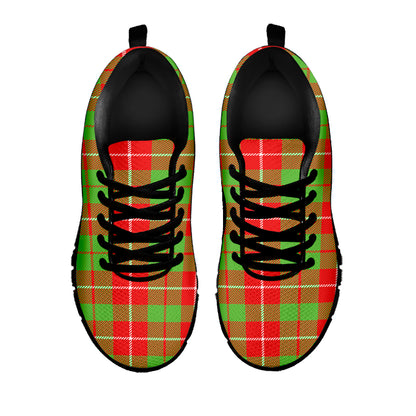 Xmas Plaid Pattern Print Black Sneakers