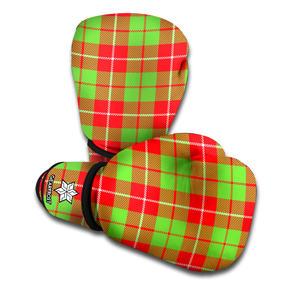 Xmas Plaid Pattern Print Boxing Gloves
