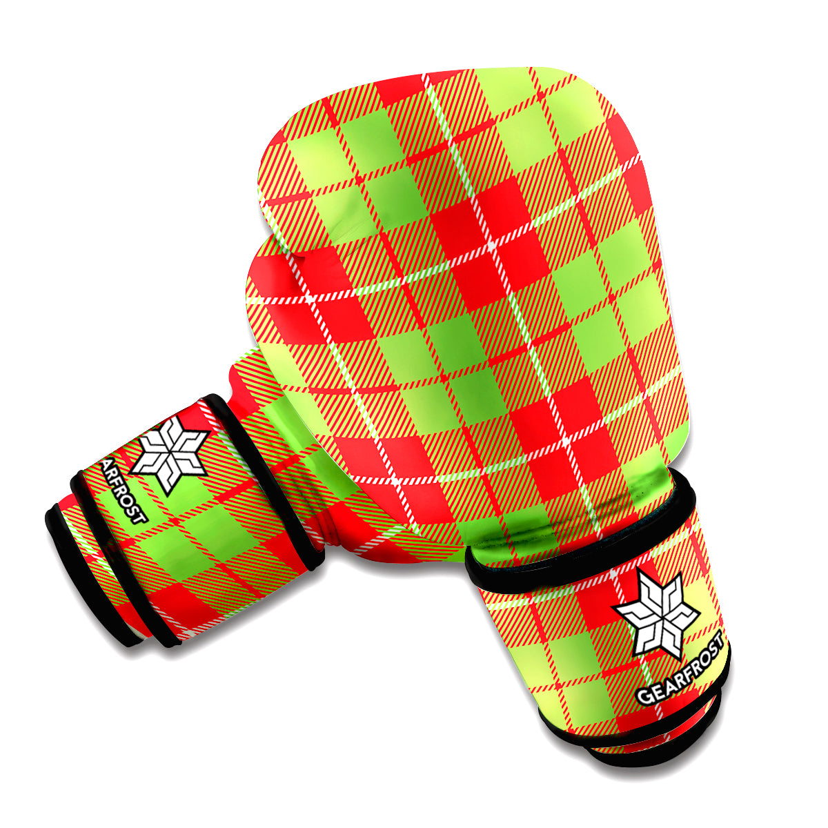 Xmas Plaid Pattern Print Boxing Gloves