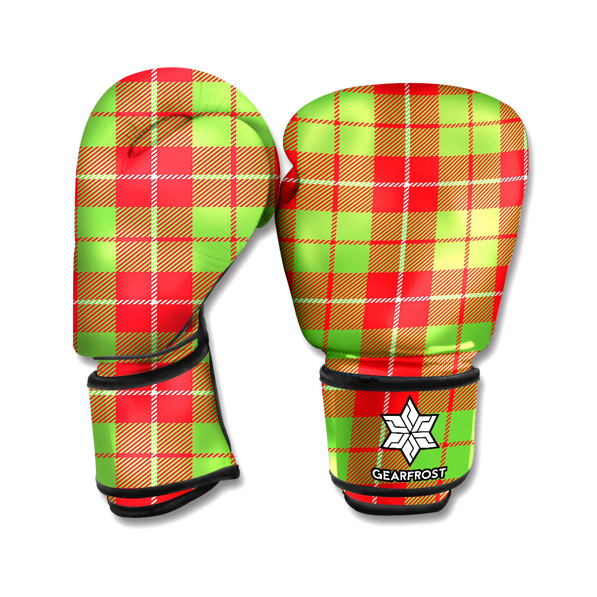 Xmas Plaid Pattern Print Boxing Gloves