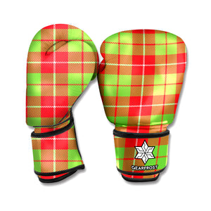 Xmas Plaid Pattern Print Boxing Gloves