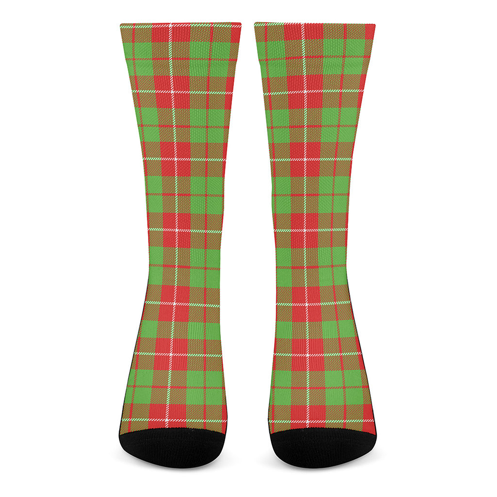 Xmas Plaid Pattern Print Crew Socks
