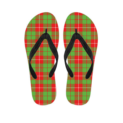 Xmas Plaid Pattern Print Flip Flops