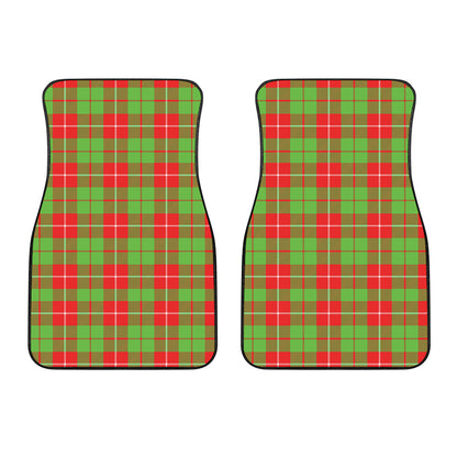 Xmas Plaid Pattern Print Front Car Floor Mats