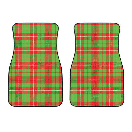 Xmas Plaid Pattern Print Front Car Floor Mats