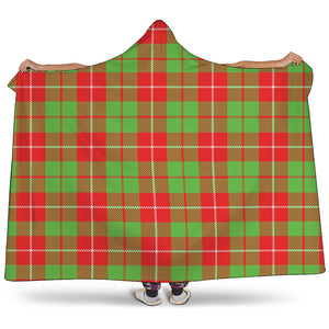 Xmas Plaid Pattern Print Hooded Blanket