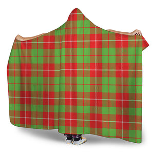 Xmas Plaid Pattern Print Hooded Blanket