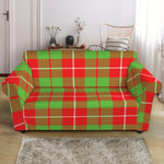 Xmas Plaid Pattern Print Loveseat Slipcover