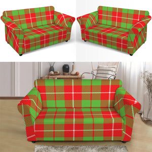 Xmas Plaid Pattern Print Loveseat Slipcover