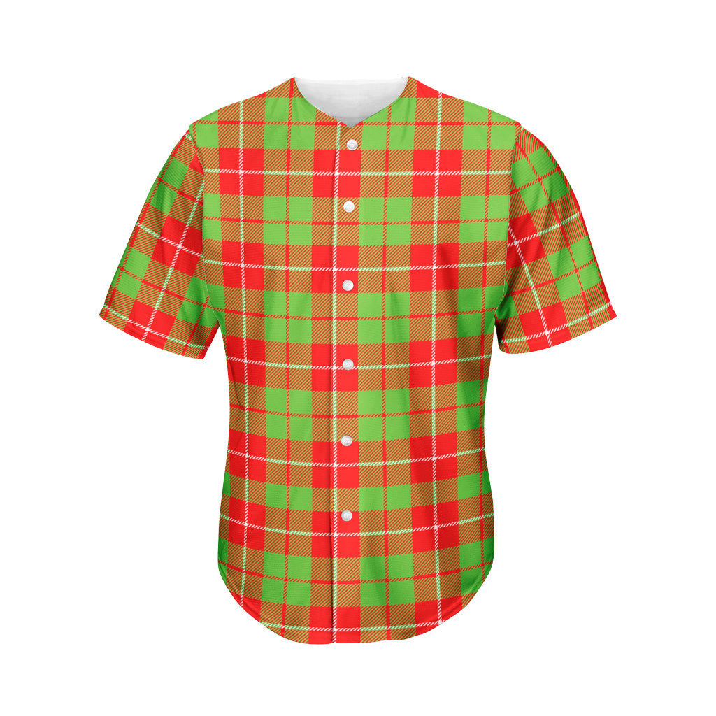 Xmas Plaid Pattern Print Men's Baseball Jersey