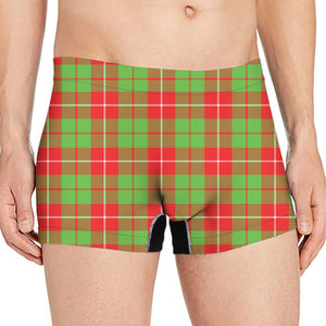 Xmas Plaid Pattern Print Men's Boxer Briefs