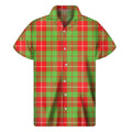 Xmas Plaid Pattern Print Men's Short Sleeve Shirt