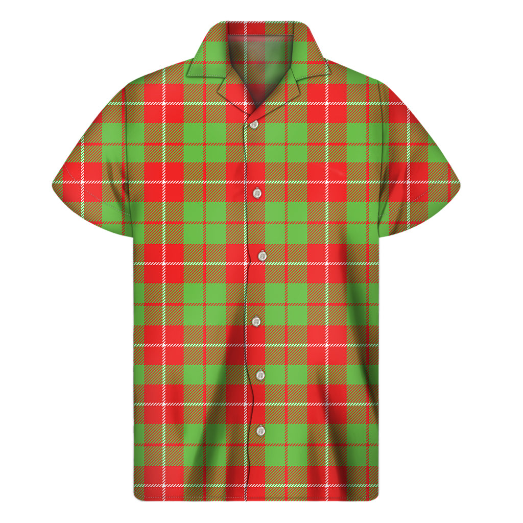Xmas Plaid Pattern Print Men's Short Sleeve Shirt