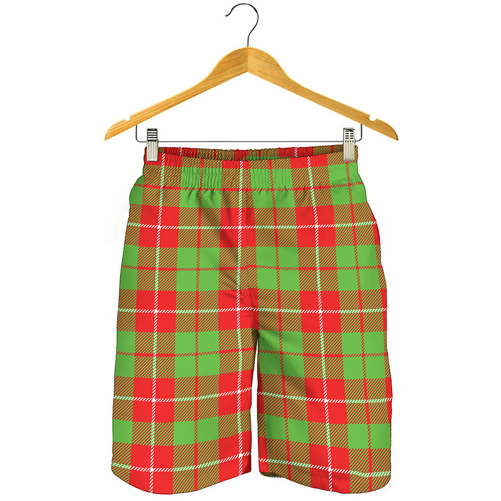 Xmas Plaid Pattern Print Men's Shorts