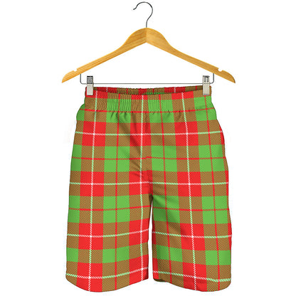 Xmas Plaid Pattern Print Men's Shorts