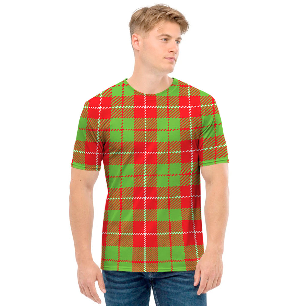 Xmas Plaid Pattern Print Men's T-Shirt