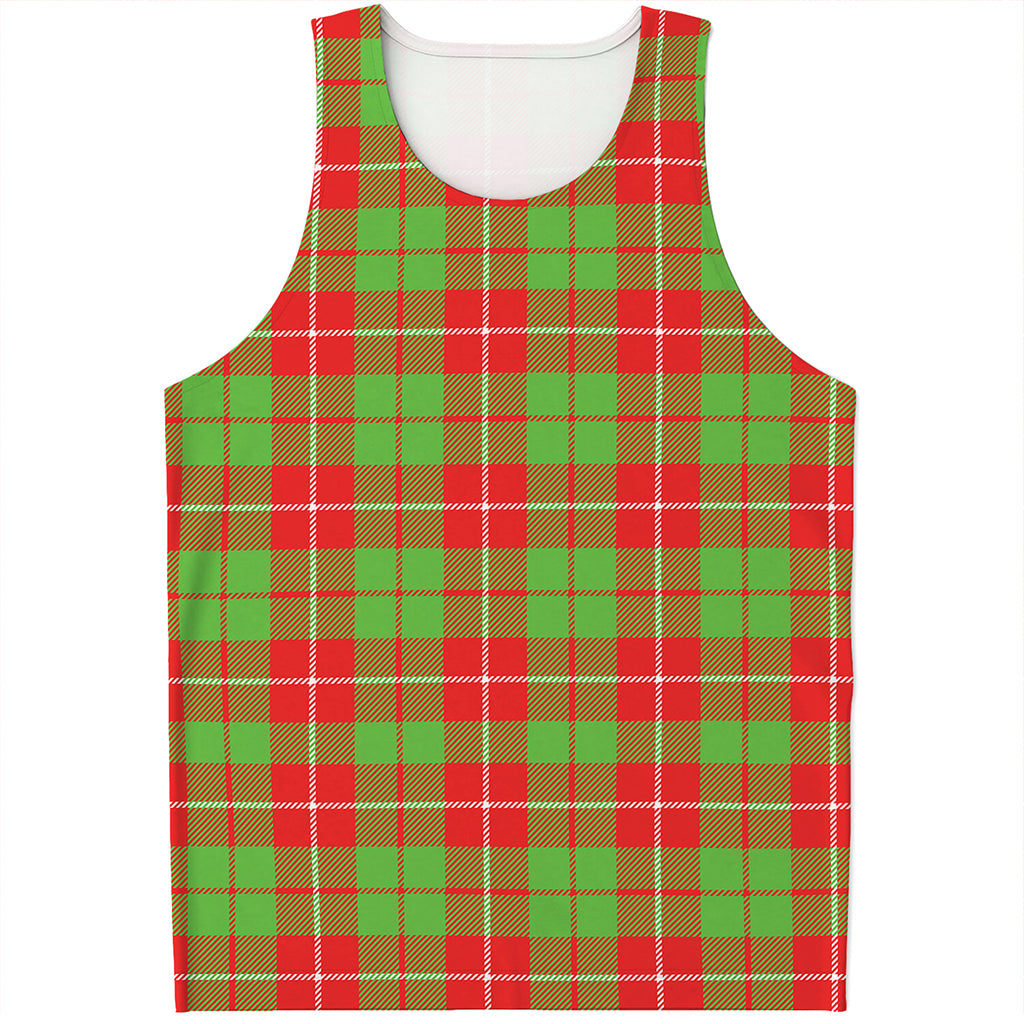 Xmas Plaid Pattern Print Men's Tank Top