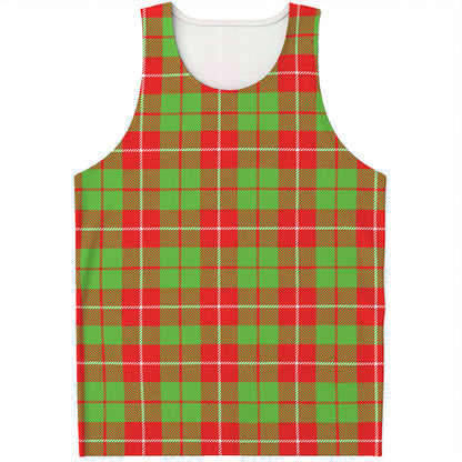 Xmas Plaid Pattern Print Men's Tank Top